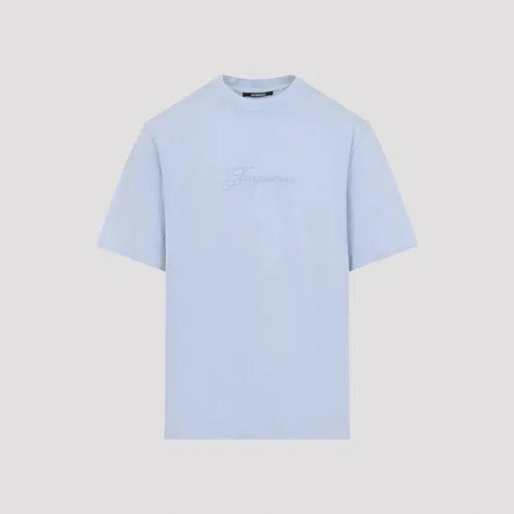 JACQUEMUS Mens Blue Pigmento Log-embroidered Cotton T-shirt Xl Product Image