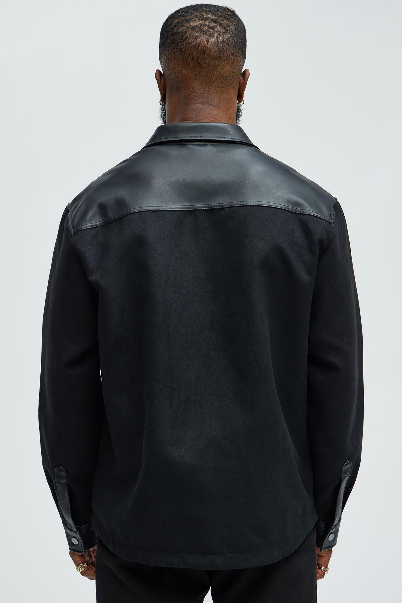 Rowdy Faux Suede Leather Shirt - Black Product Image