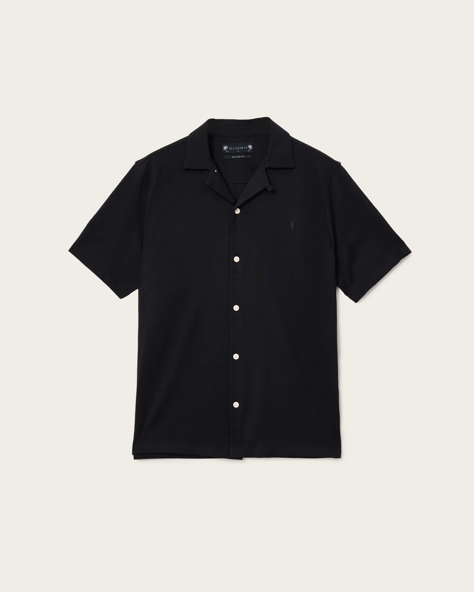 Hudson Relaxed Fit Ramskull Shirt Black | ALLSAINTS US Product Image