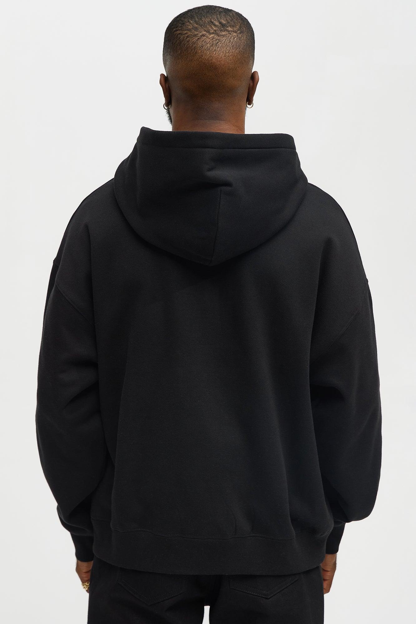 Tyson Oversized Heavyweight Quarter Zip Hoodie - Black Product Image