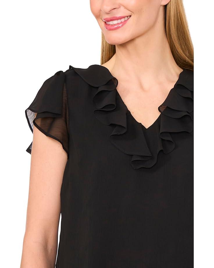 Women's CeCe Ruffled V Neck Top Product Image