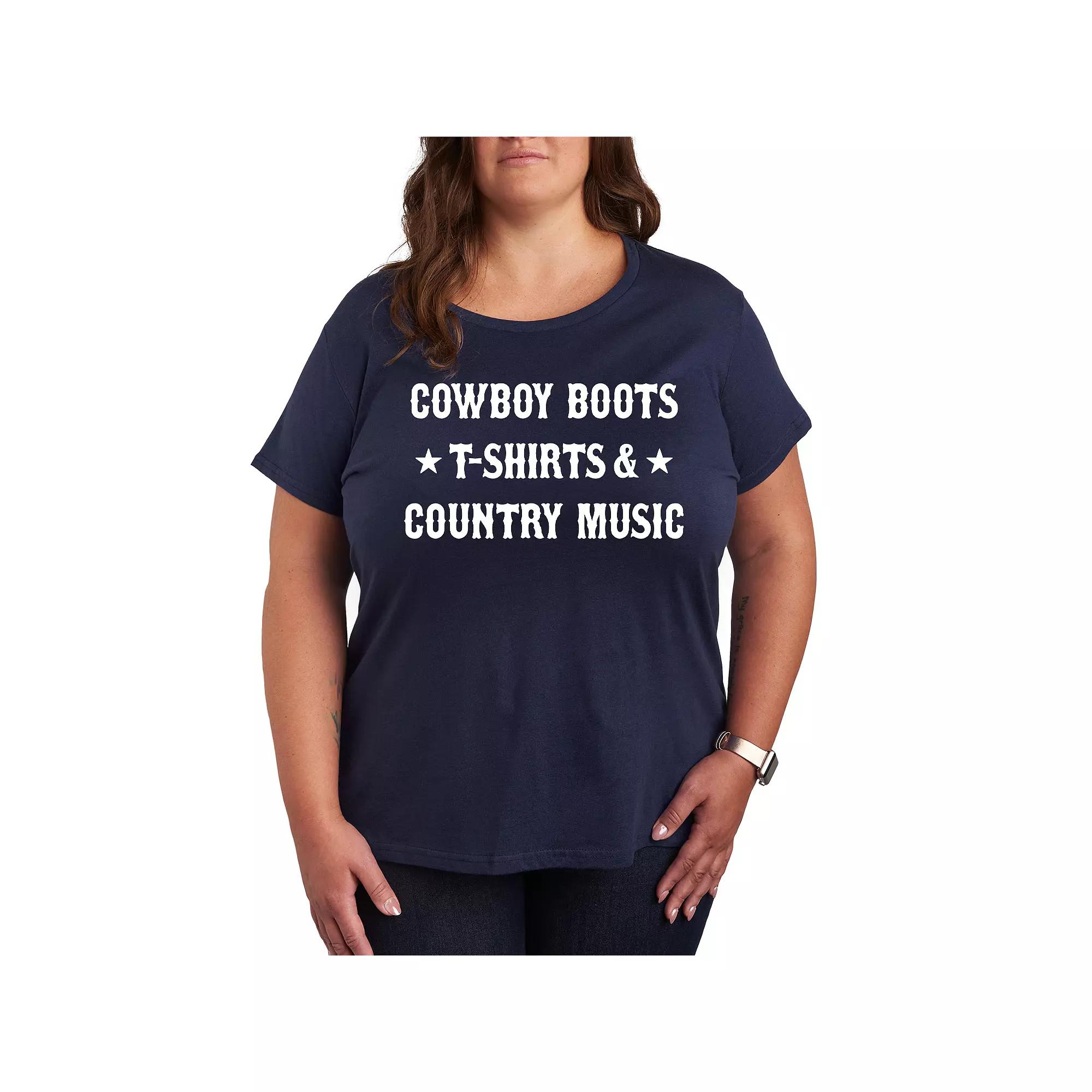 Plus Cowboy Boots And Music Graphic Tee, Women's,  Product Image
