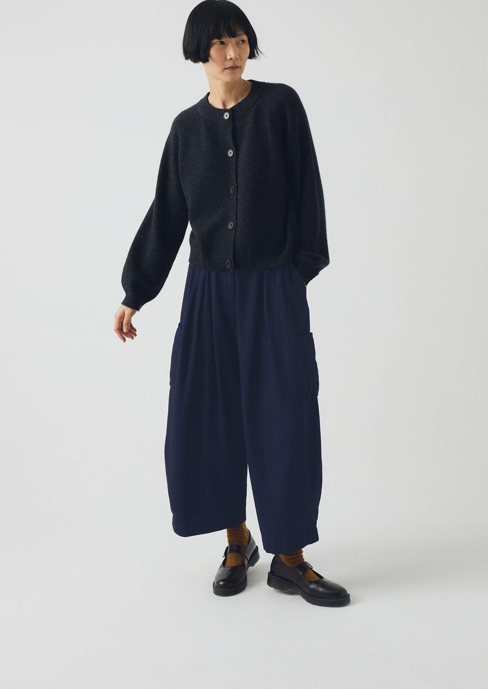 Cotton Twill Wide Leg Pants | Indigo Product Image
