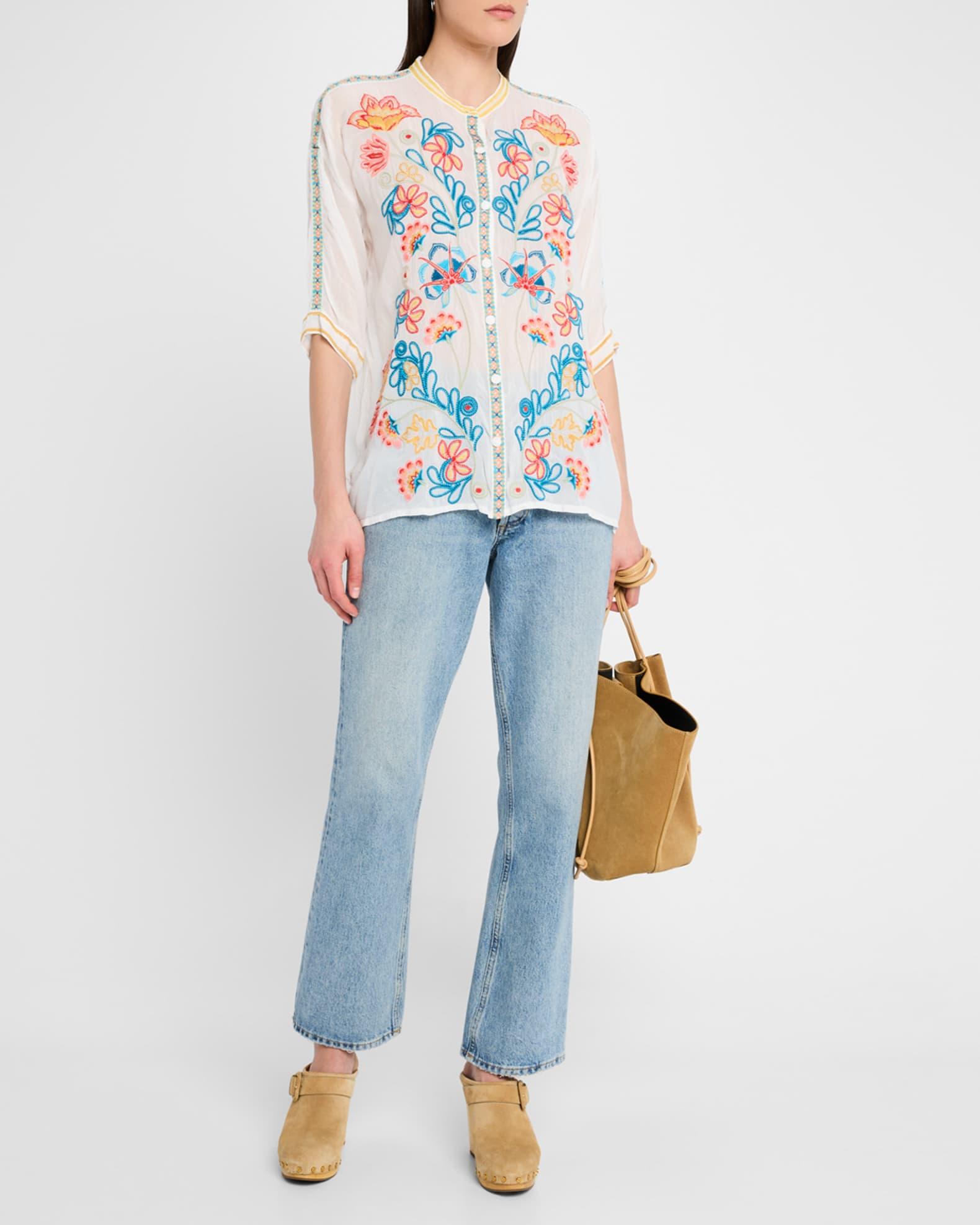 Audrey Floral-Embroidered Georgette Shirt Product Image