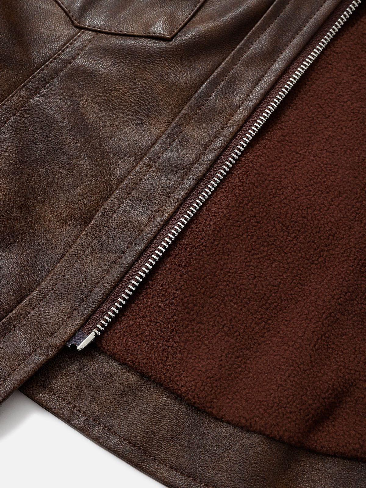 Aelfric Eden Fur Collar Faux Leather Jacket Female Product Image