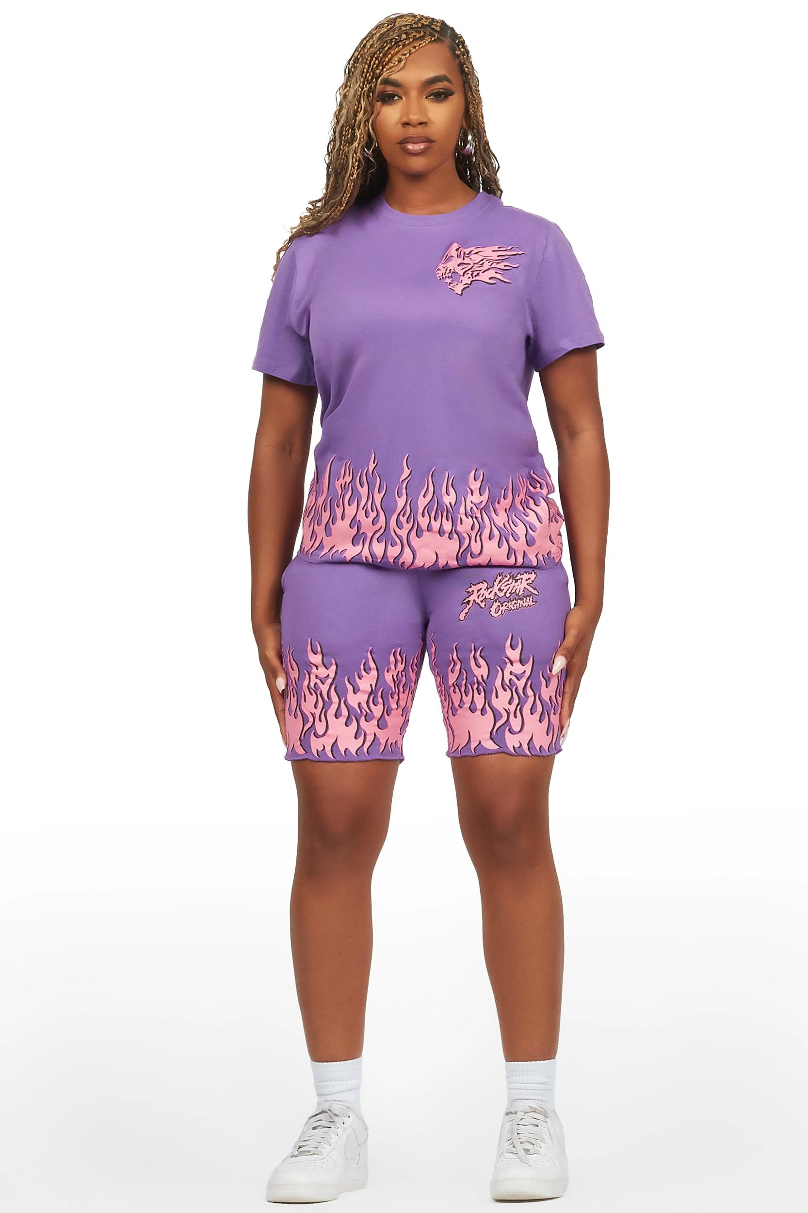Arais Purple T-Shirt Short Set Female Product Image