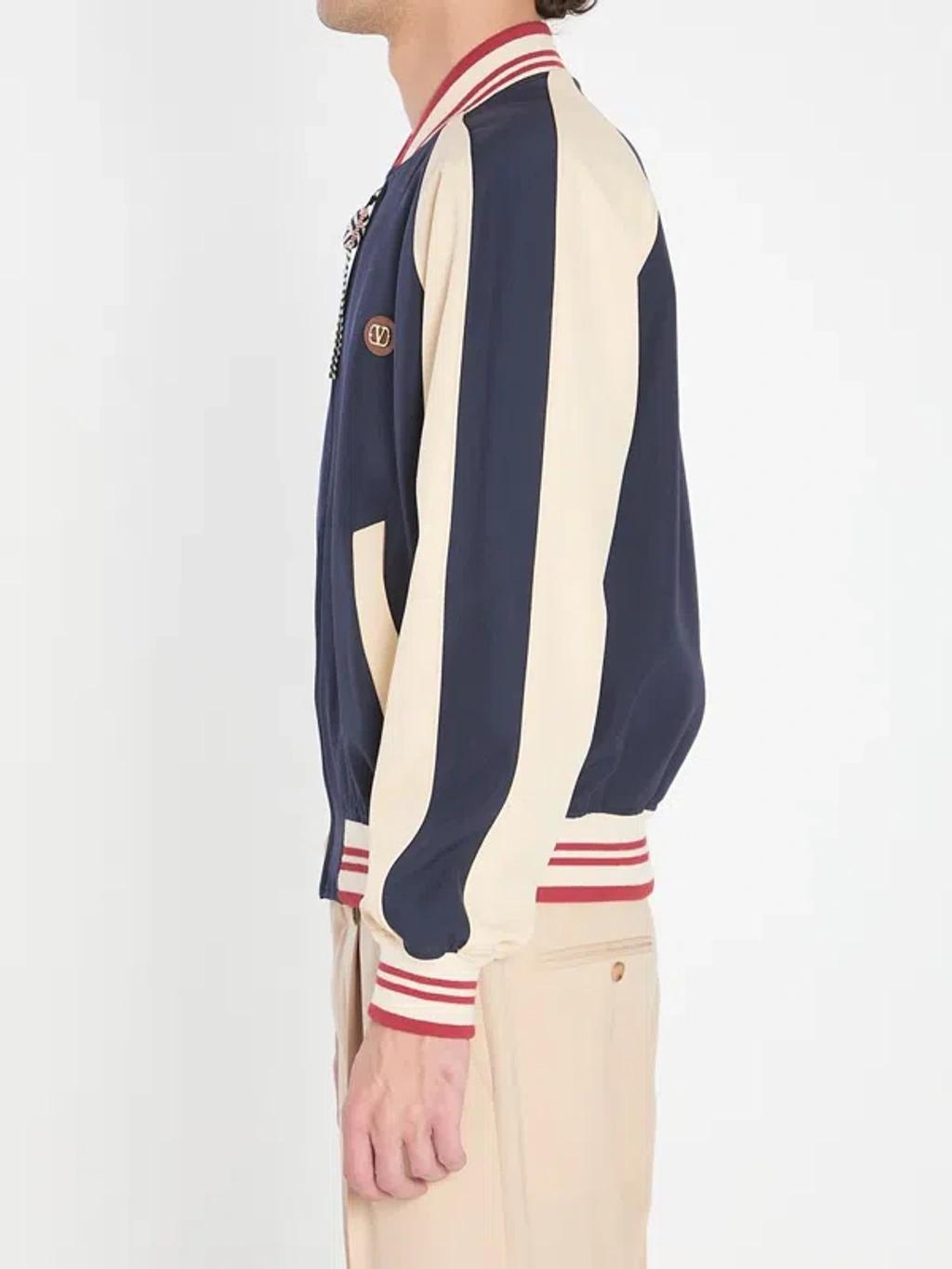 VALENTINO La Chat De La Maison Wool Bomber Jacket In Black Product Image