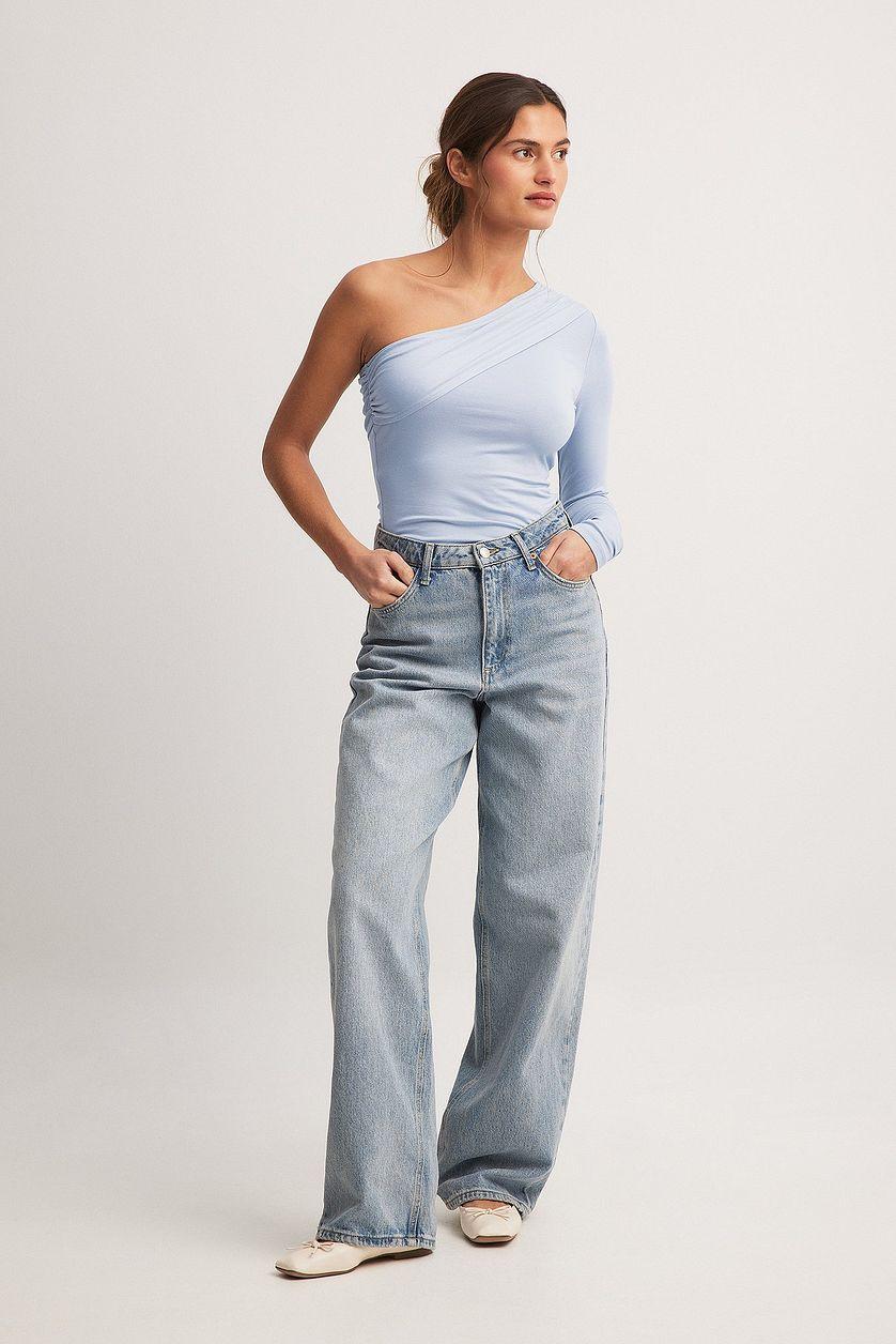 Soft Line One Sleeve Draped Top Product Image