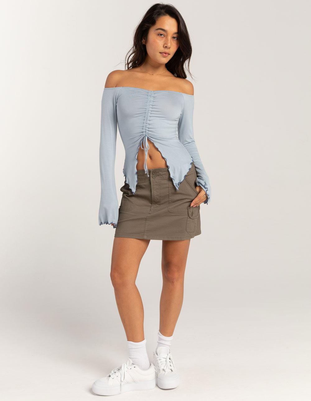 FULL TILT Cinch Womens Long Sleeve Top - LIGHT BLUE Product Image