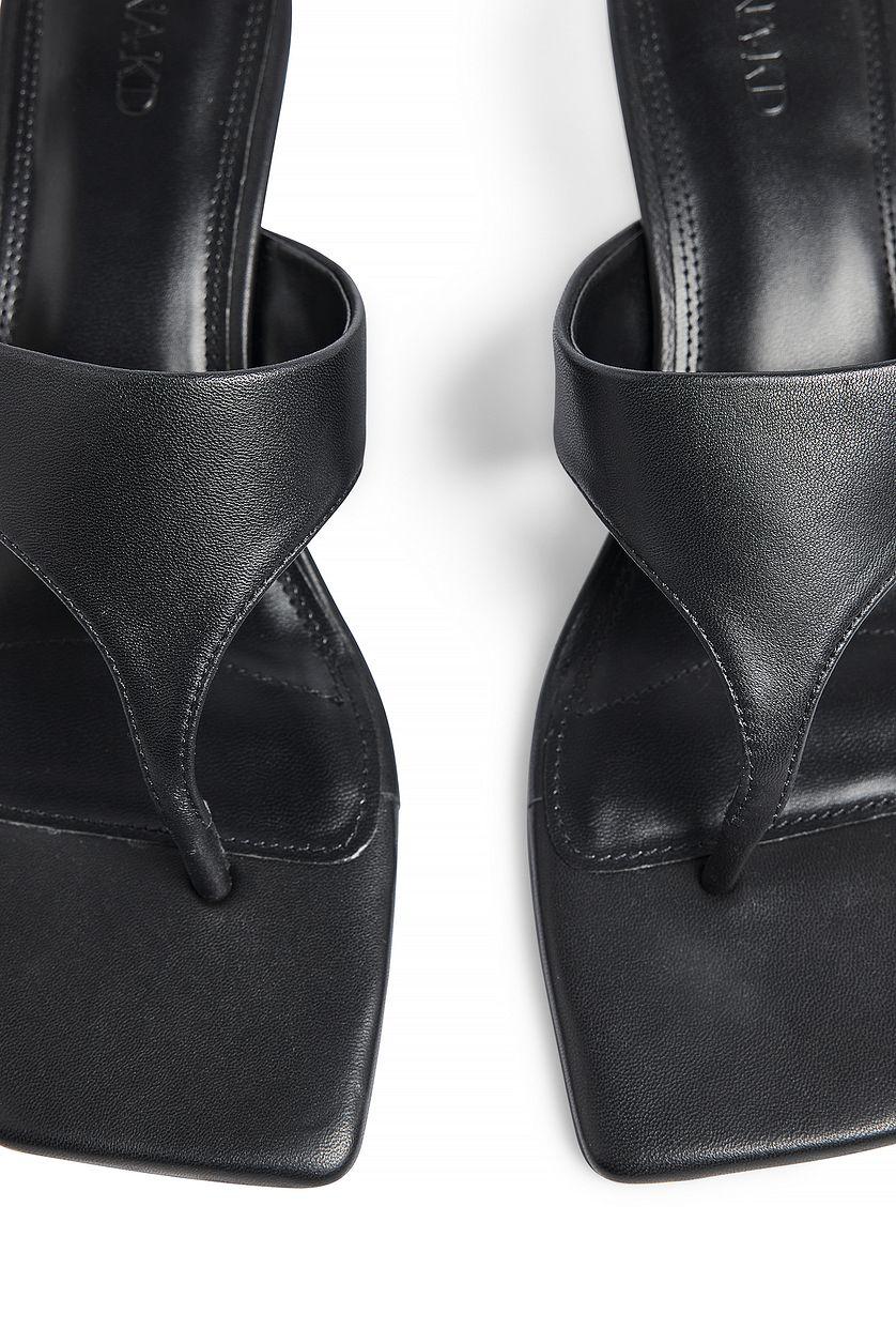 Wide Thong Leather Heels Product Image