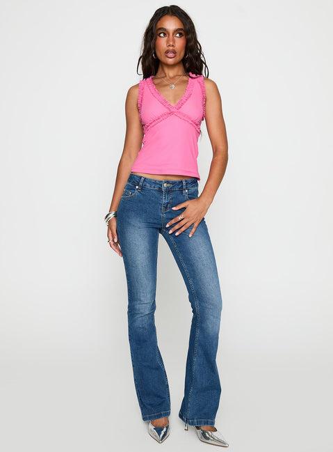 Danyia Frill Top Pink Product Image