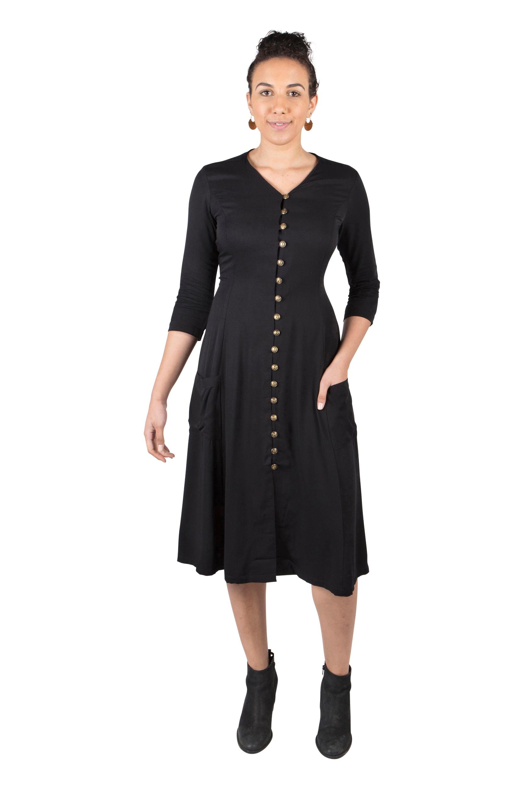 Fiona Dress in Black Challis Product Image