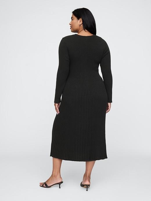 V-Neck Rib Maxi Sweater Dress Product Image