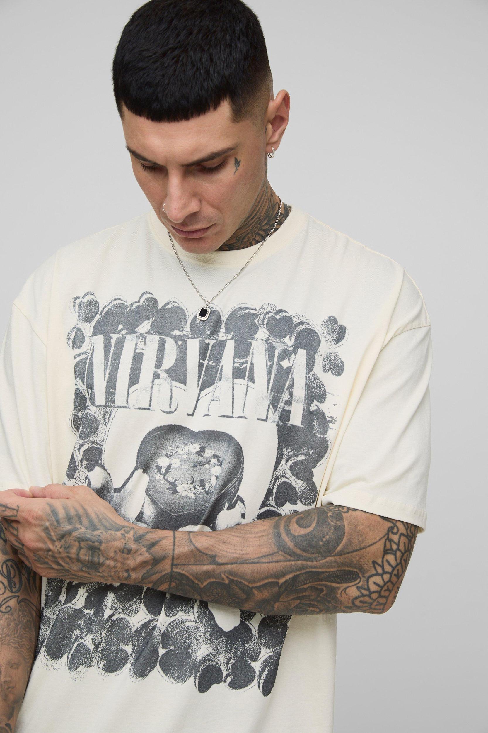 Tall Oversized Nirvana License Print T-Shirt | boohooMAN USA Product Image