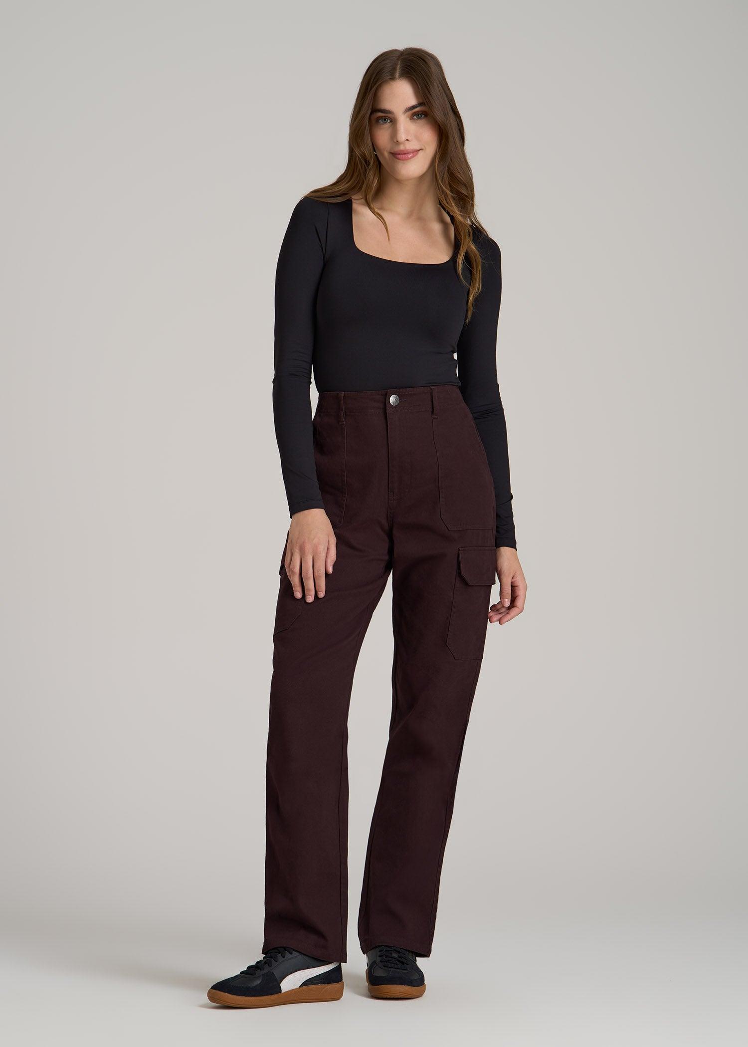 Straight Leg Cargo Chino Pants for Tall Women in Oxblood Female Product Image
