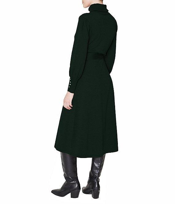 Julia Jordan Knit Long Sleeve Belted Turtleneck Sheath Midi Dress Product Image