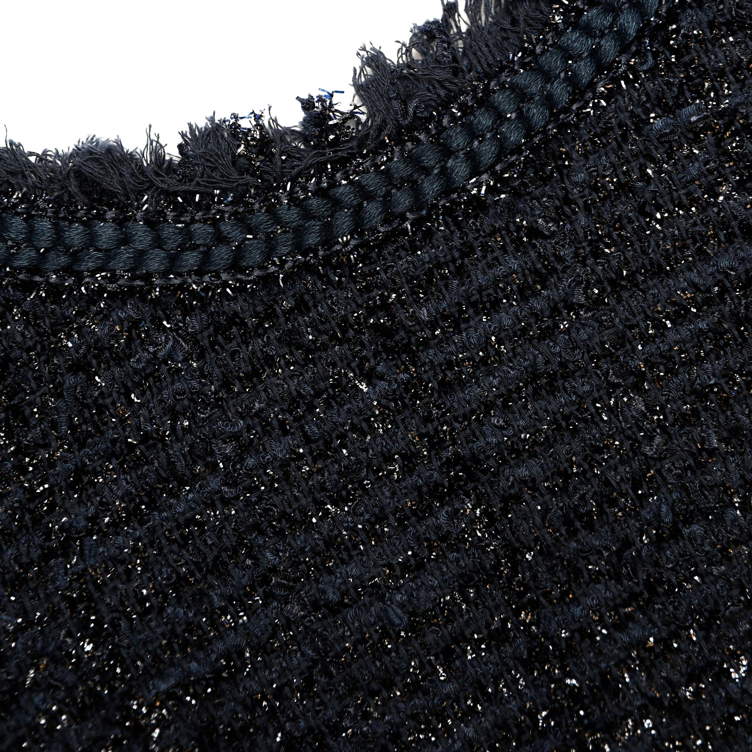 Navy Metallic Boucle Midi Dress Product Image