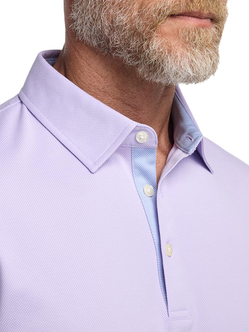 Cotton Blend Three Button Polo - Lavender Product Image