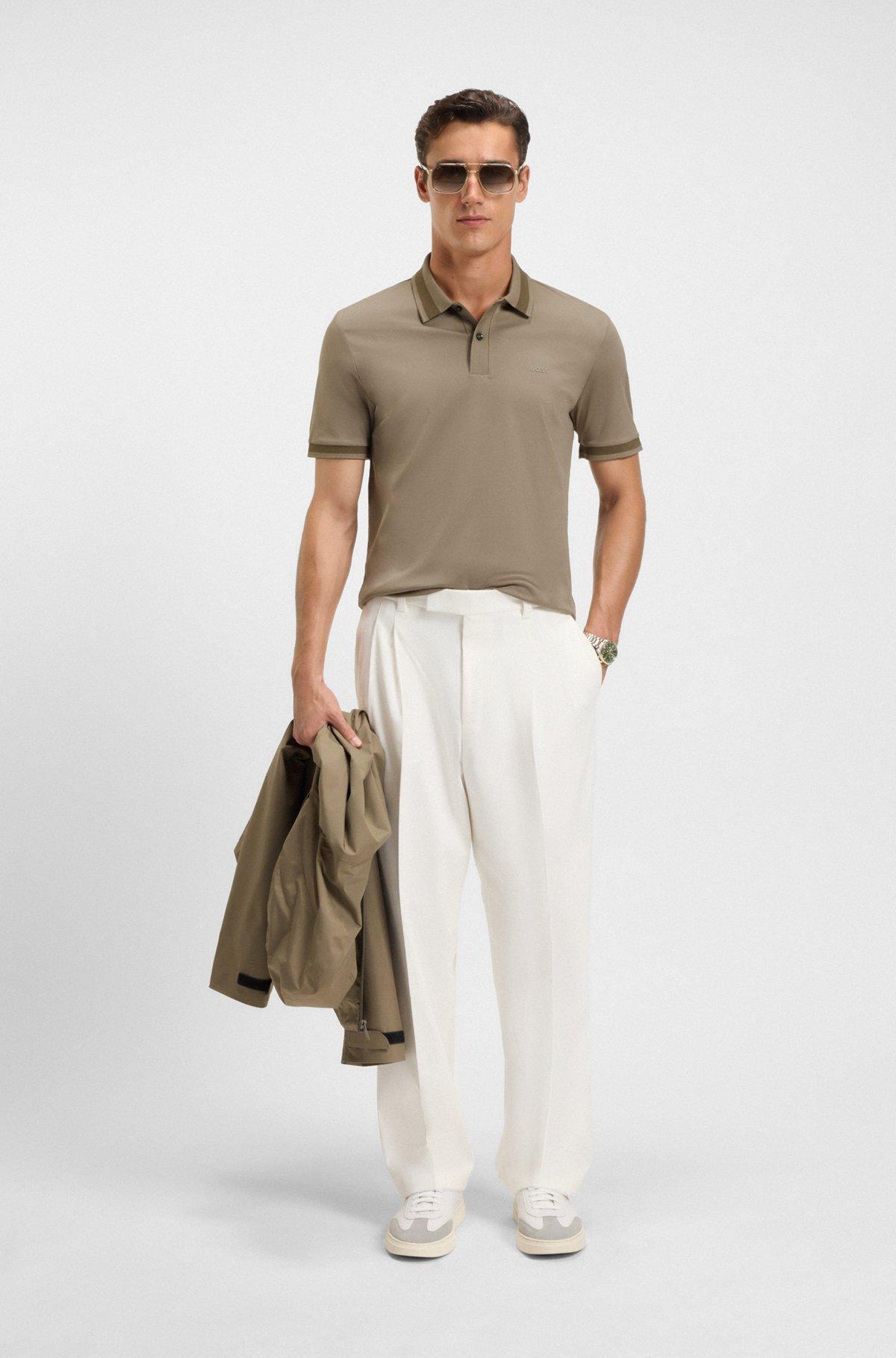 Slim-fit polo shirt in mercerized stretch-cotton piqué Product Image