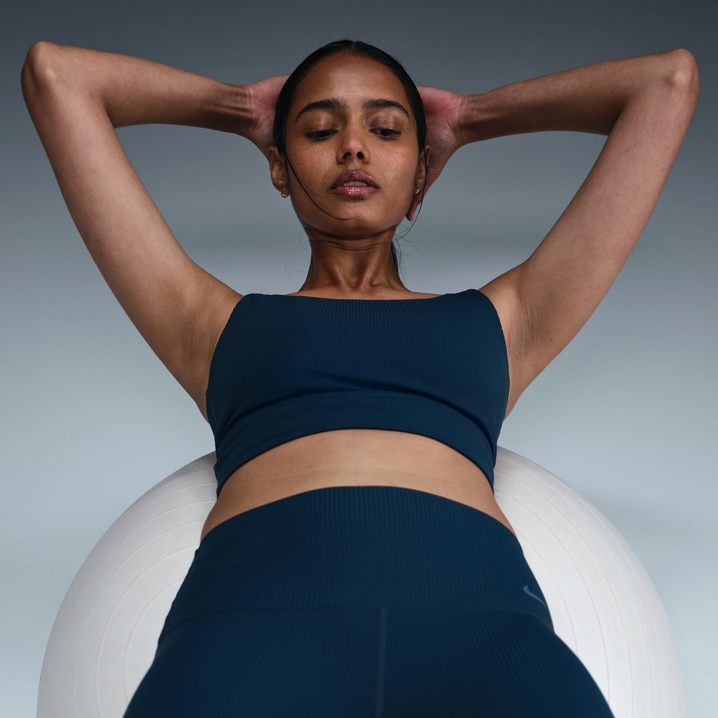 Nike Womens Zenvy Rib Light-Support Padded Longline Sports Bra | HF1542-478 Product Image