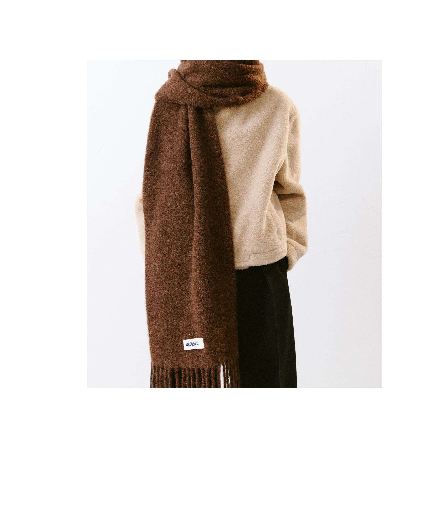JACQUEMUS Edges Stylish Scarf Fringed In Brown Product Image