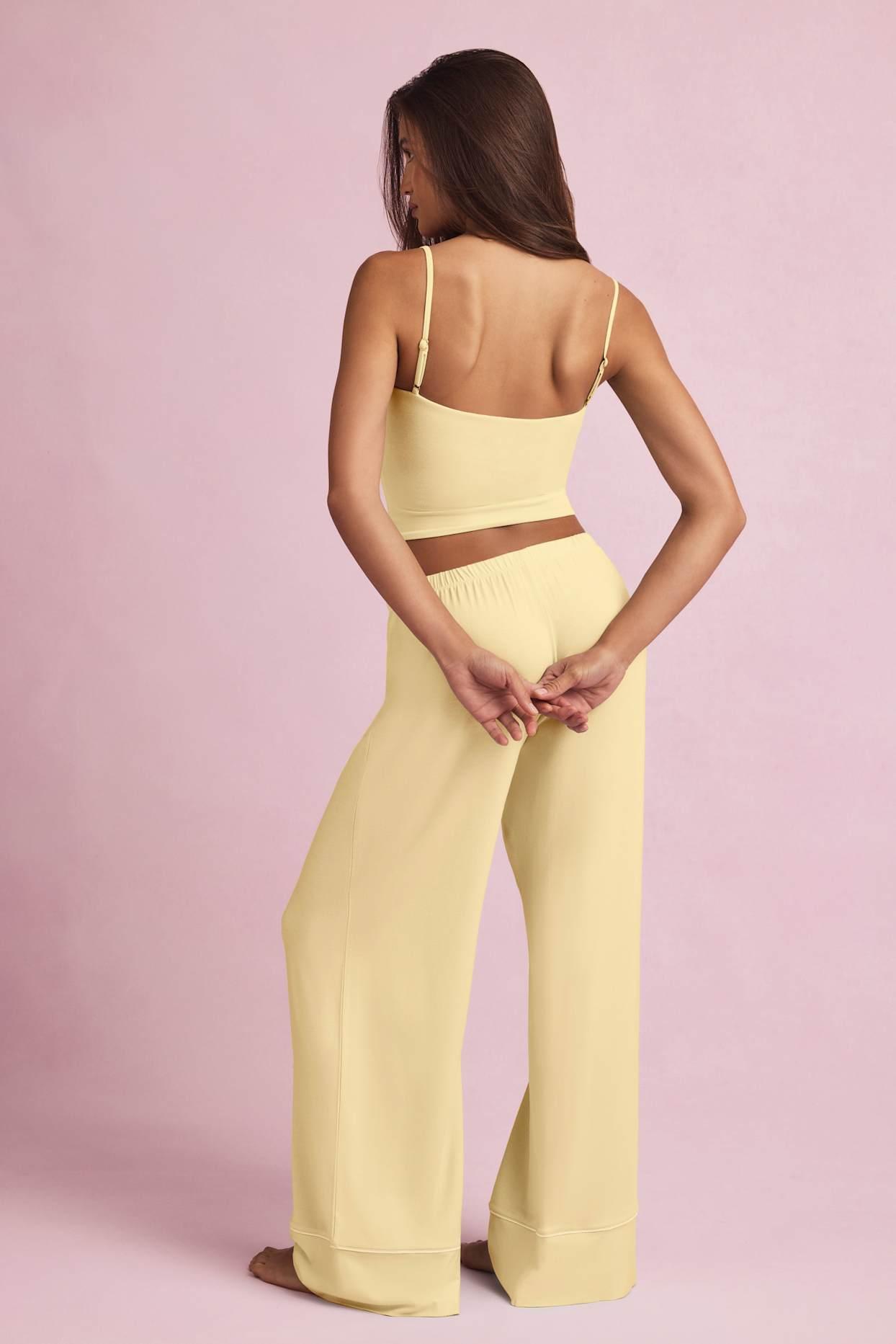 Modal Mid-Rise Pyjama Trousers in Pastel Yellow Product Image