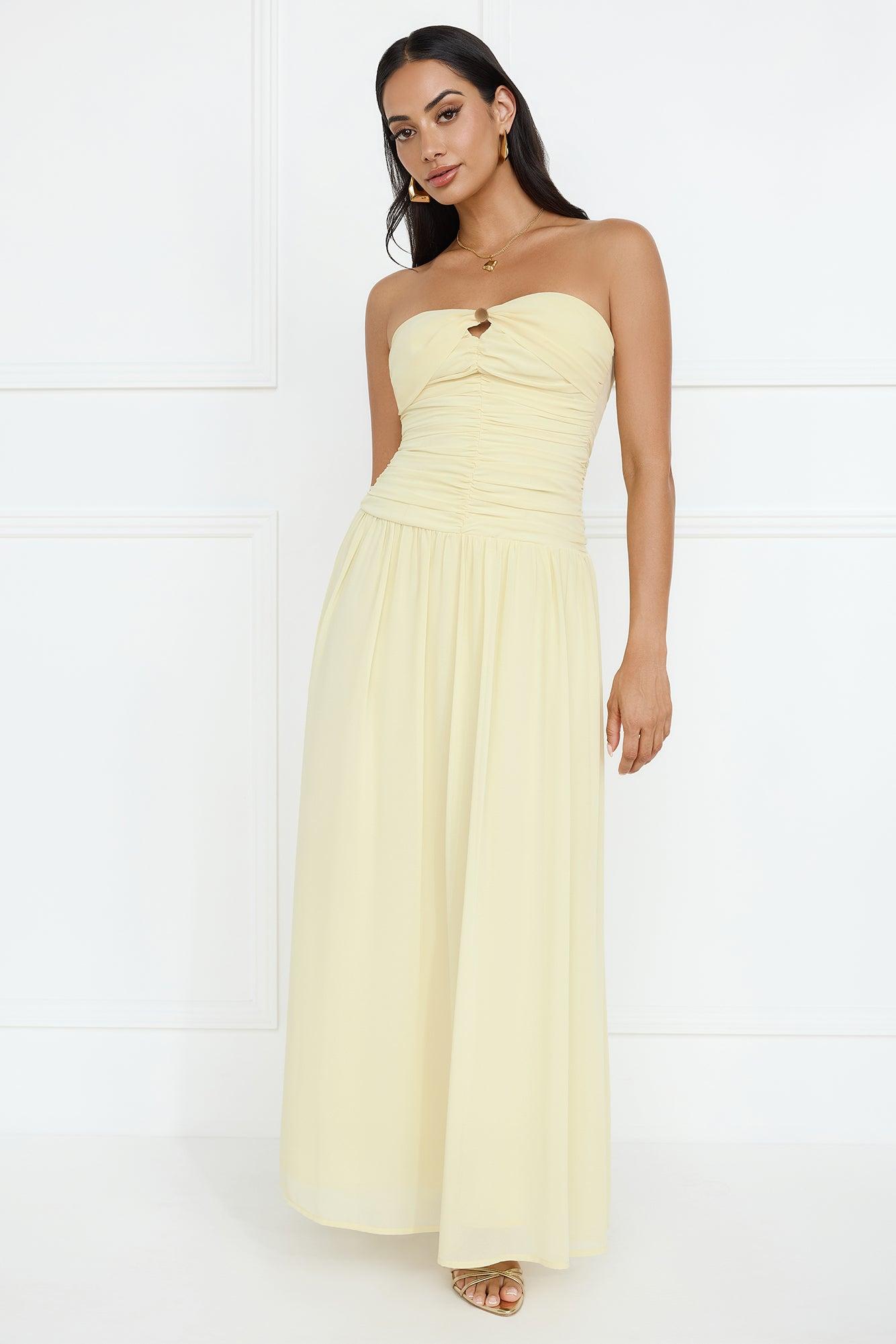 Enchanted Edit Strapless Maxi Dress Yellow Product Image