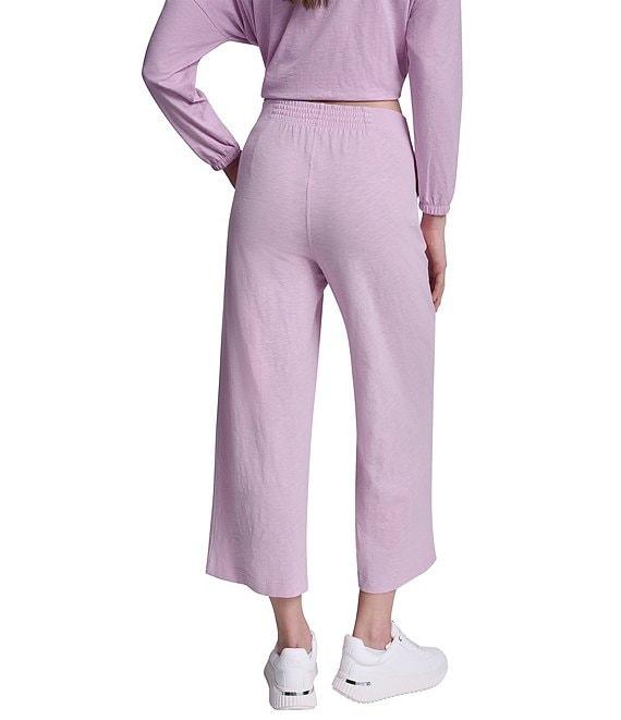 DKNY Sport by Donna Karan Coordinating Slub Knit Jersey High Rise Wide Leg Ankle Pants Product Image