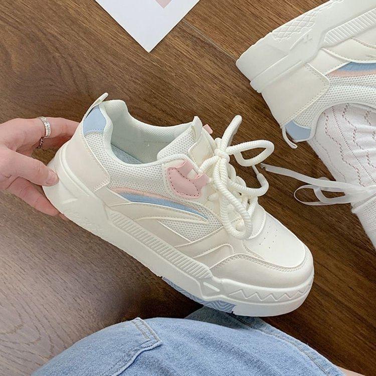 Platform Panel Mesh Sneakers Product Image