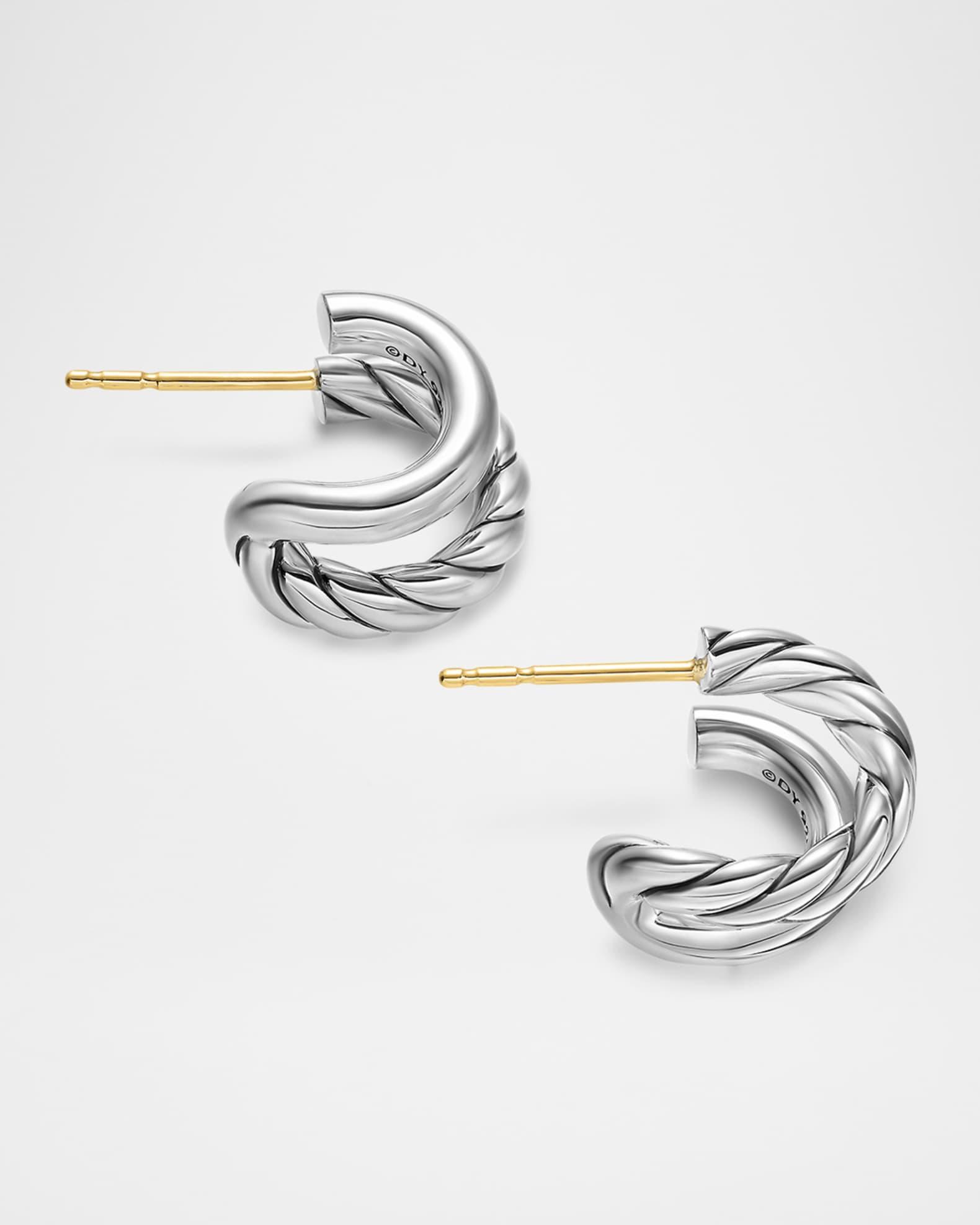 DY Mercer Double Hoop Huggie Earrings in Silver Product Image