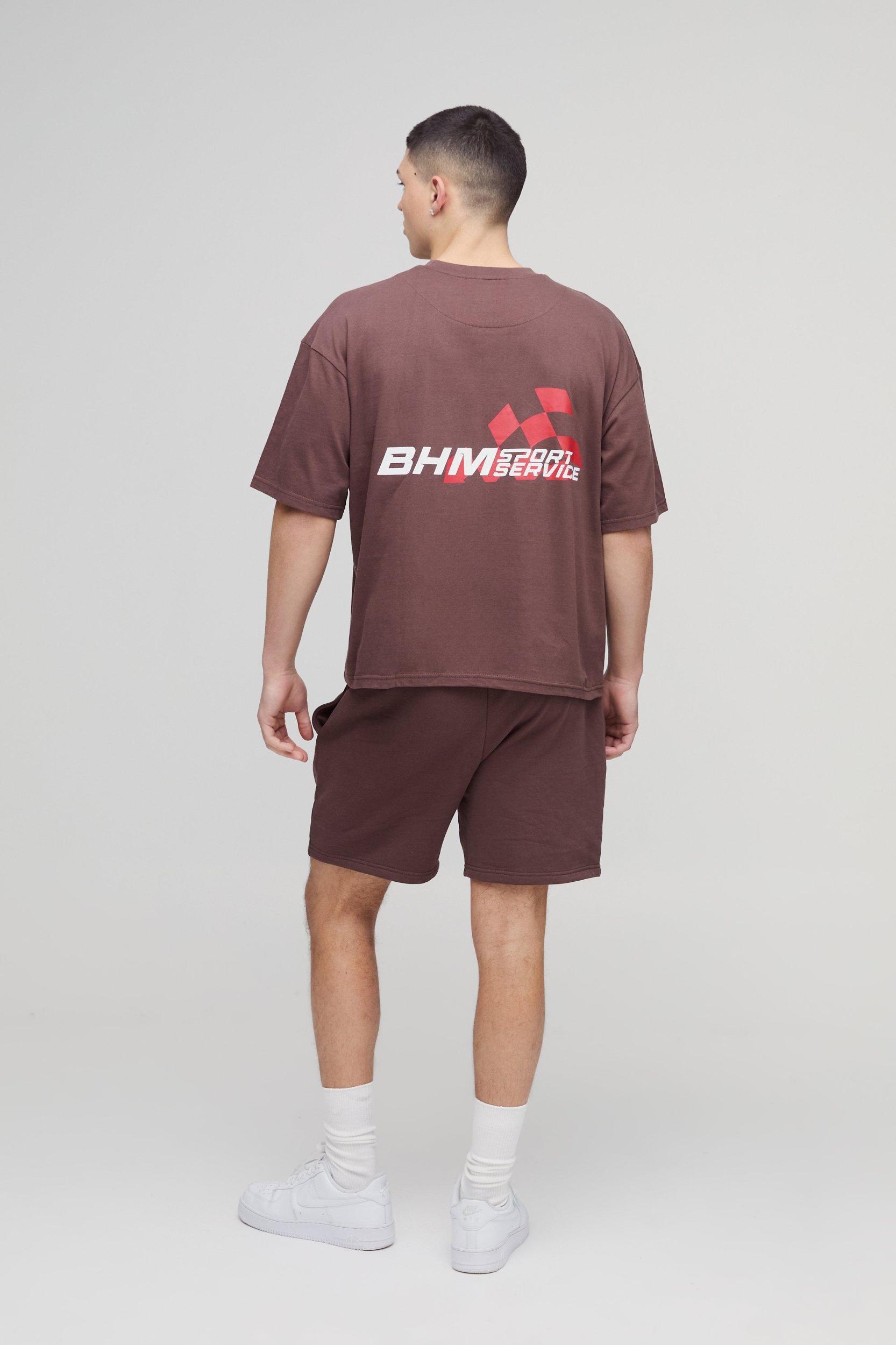 Oversized Boxy BHM Moto T-Shirt & Short Set | boohooMAN USA Product Image