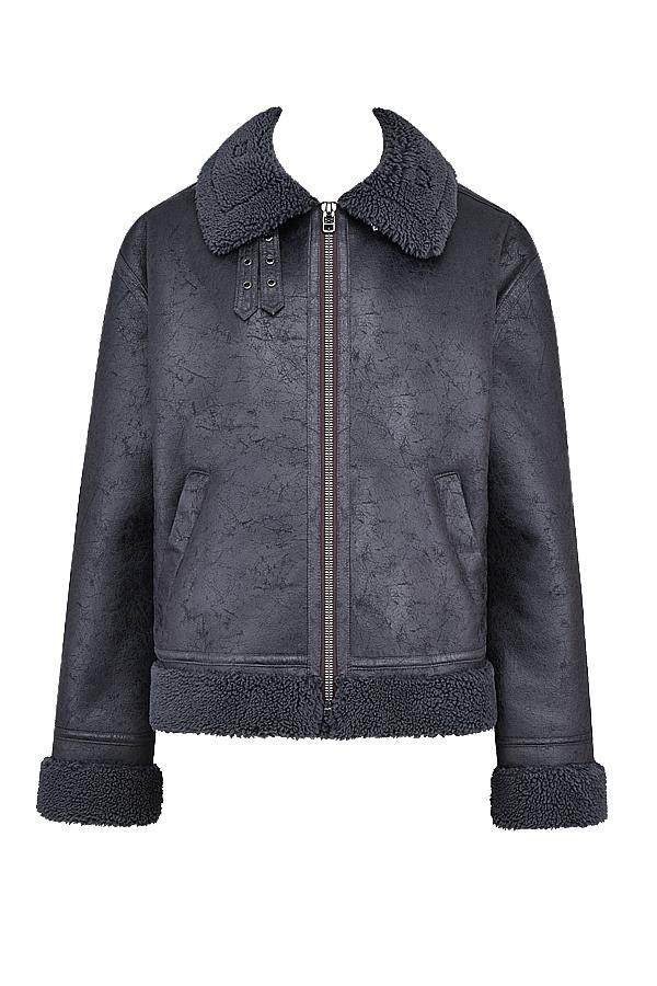 Madden  grey vegan shearling aviator jacket - sale Product Image