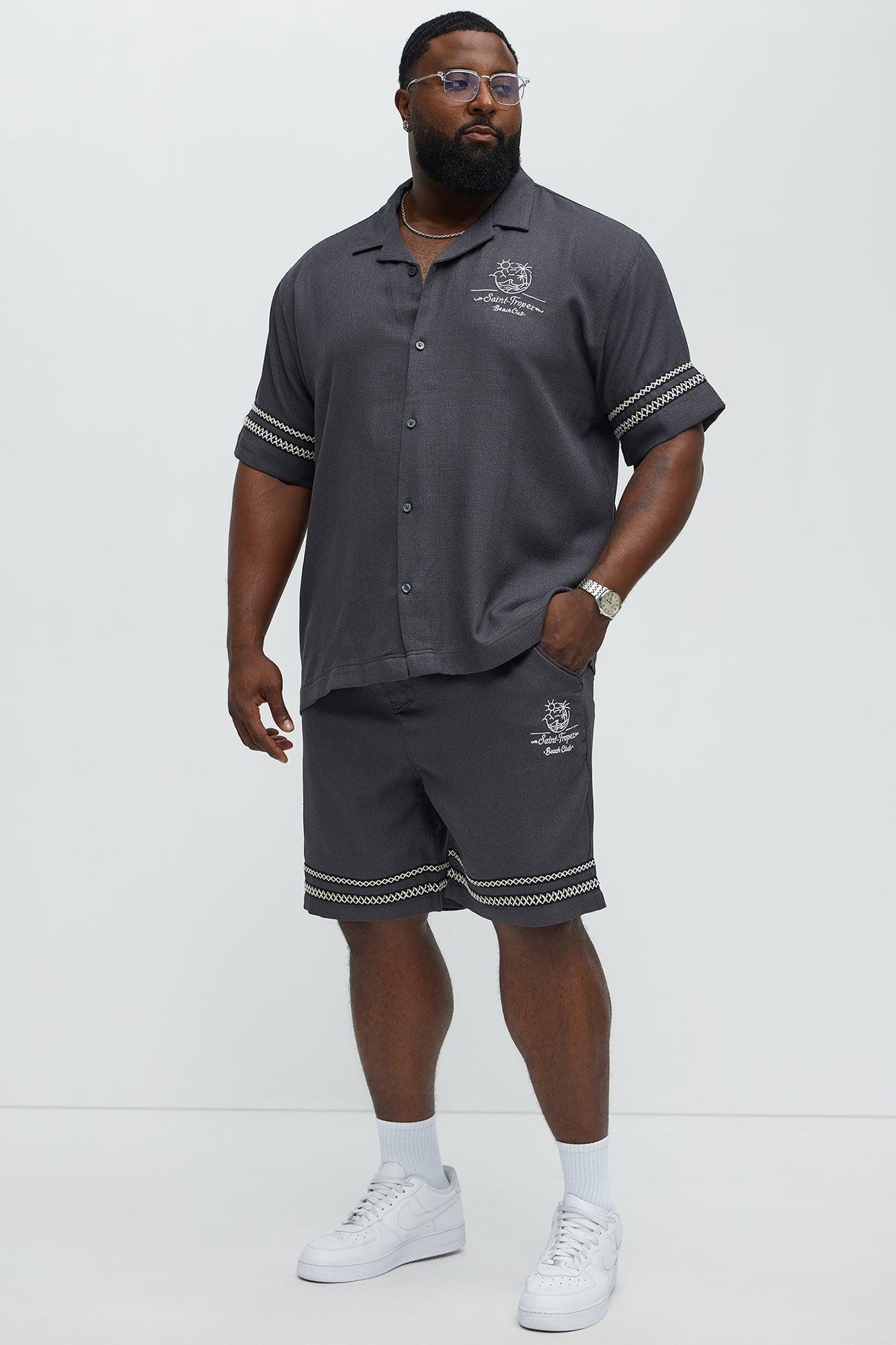 Saint Tropez Beach Club Linen Like Relaxed Short - Black Product Image