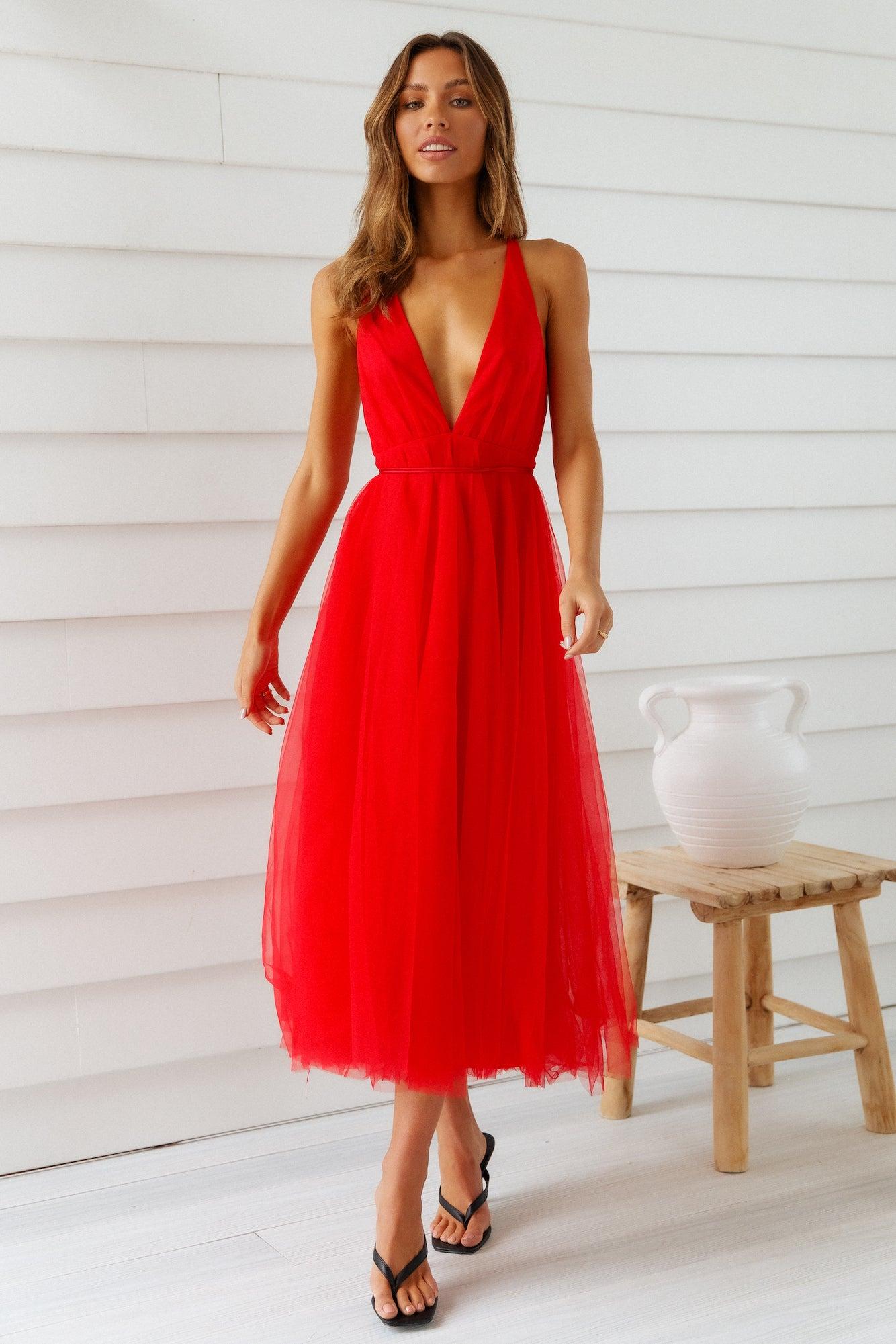 Summer Cinderella Midi Dress Red Product Image