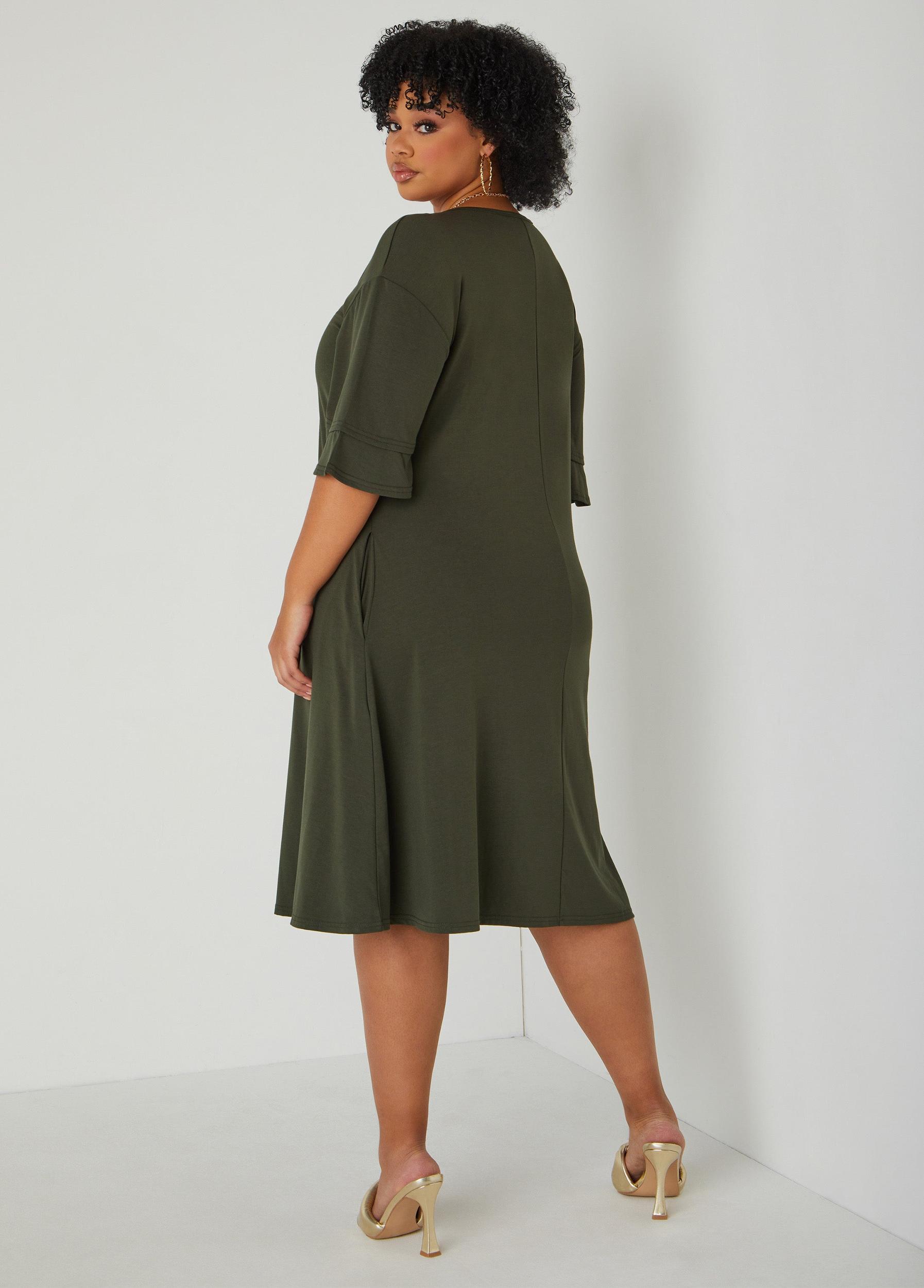 Tiered Sleeve Jersey A Line Dress Product Image
