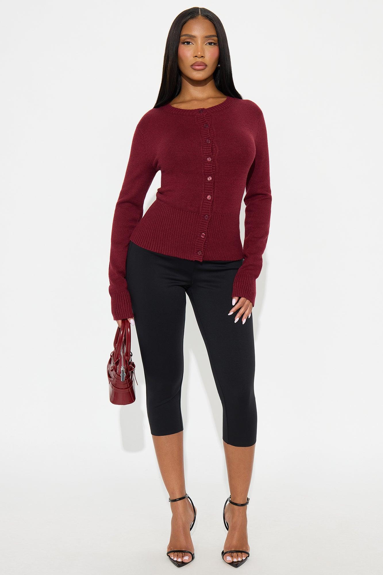 Miss Me Everyday Cardigan - Burgundy Female Product Image