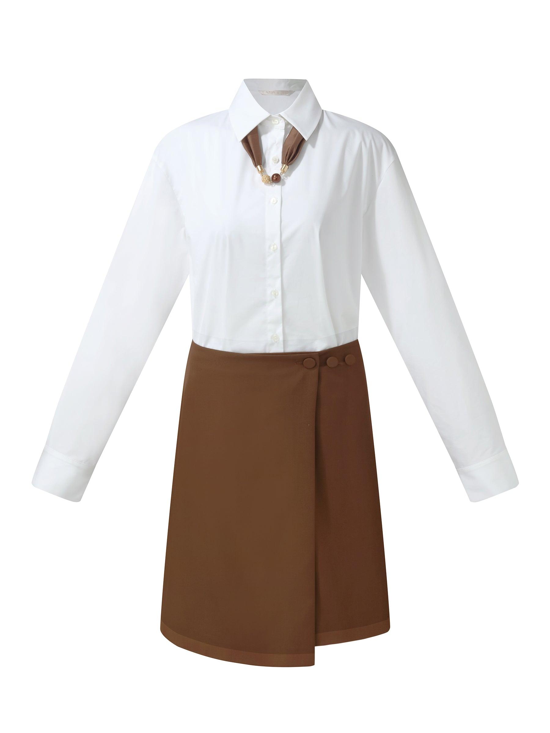 Shirt Dress And Adjustable Waist Skirt Two-Piece Set Product Image