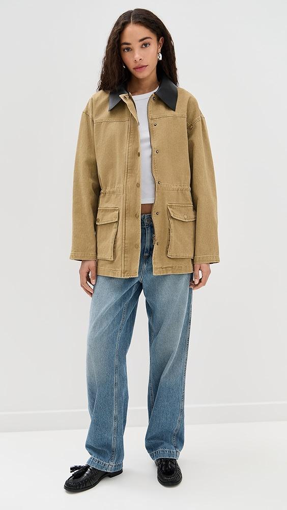 Pixie Market Faux Leather Collar Barn Jacket | Shopbop Product Image