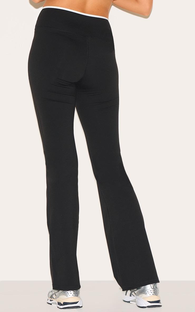 Black Sculpt Binding Wrap Contrast Waist Yoga Pants Product Image