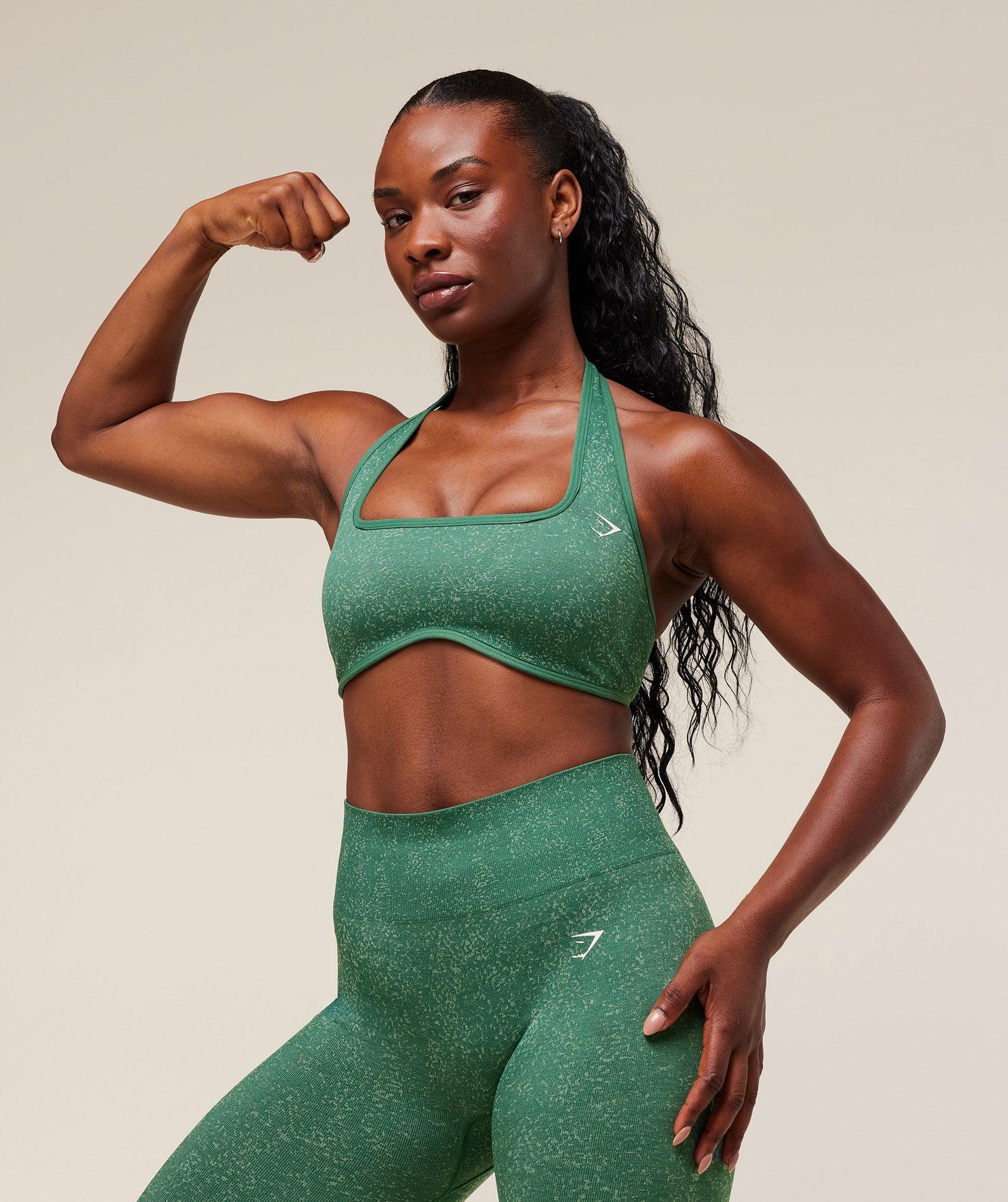 Gymshark Adapt Fleck x Whitney Halterneck Sports Bra - Soft Brown/Chestnut Pink Female Product Image