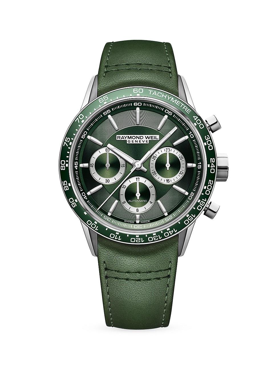 Mens Freelancer Stainless Steel & Leather Strap Watch Product Image