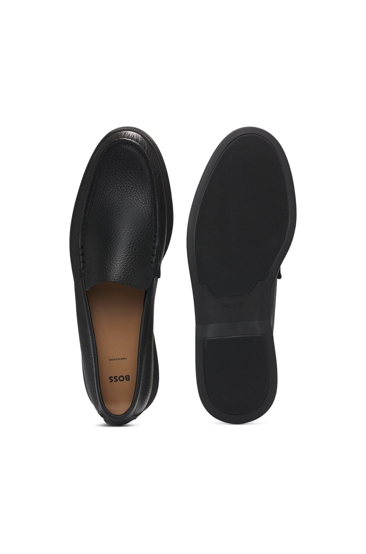 Tumbled-leather moccasins with logo detail Product Image