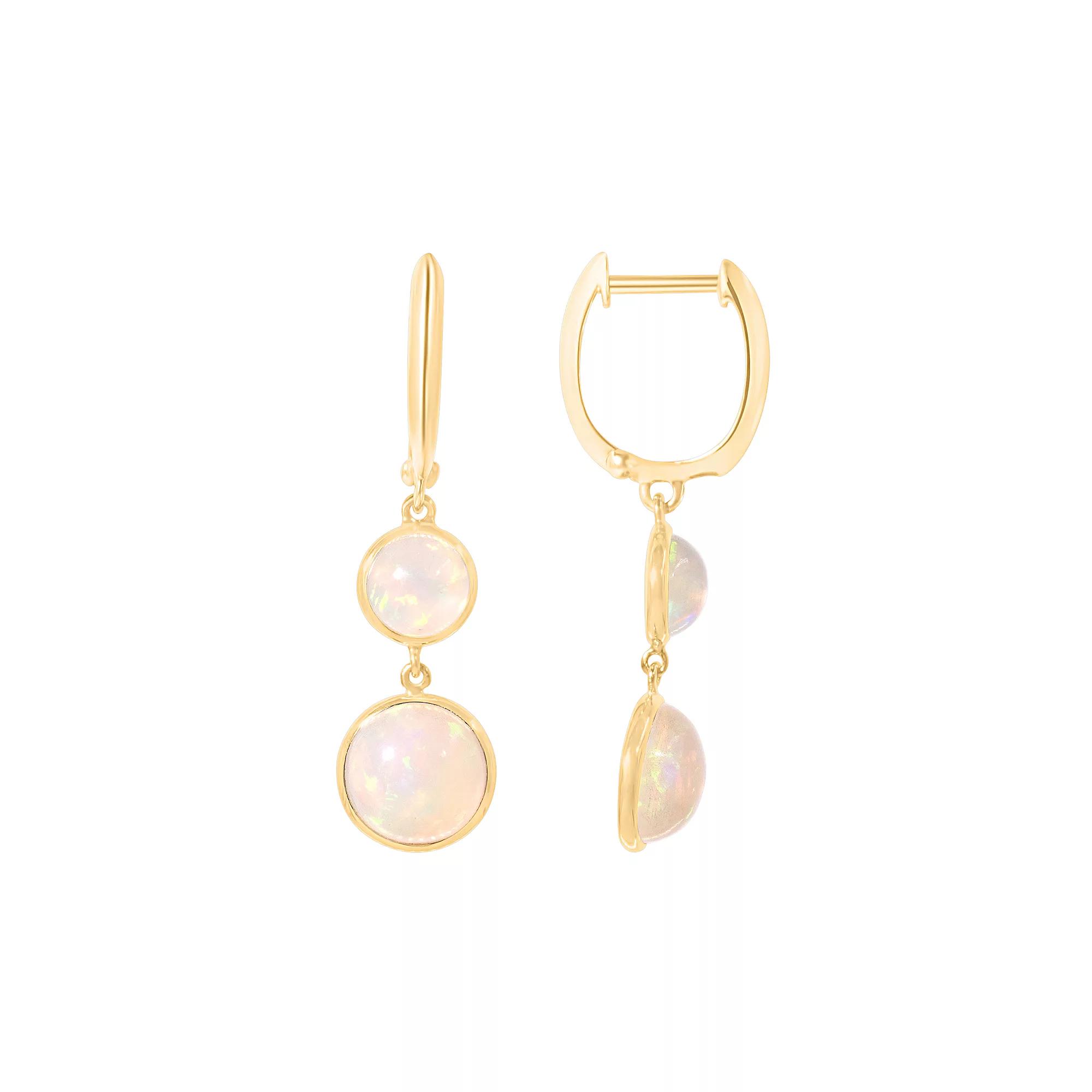 Jewelmak 14k Gold Opal Leverback Drop Earrings, Women's Product Image