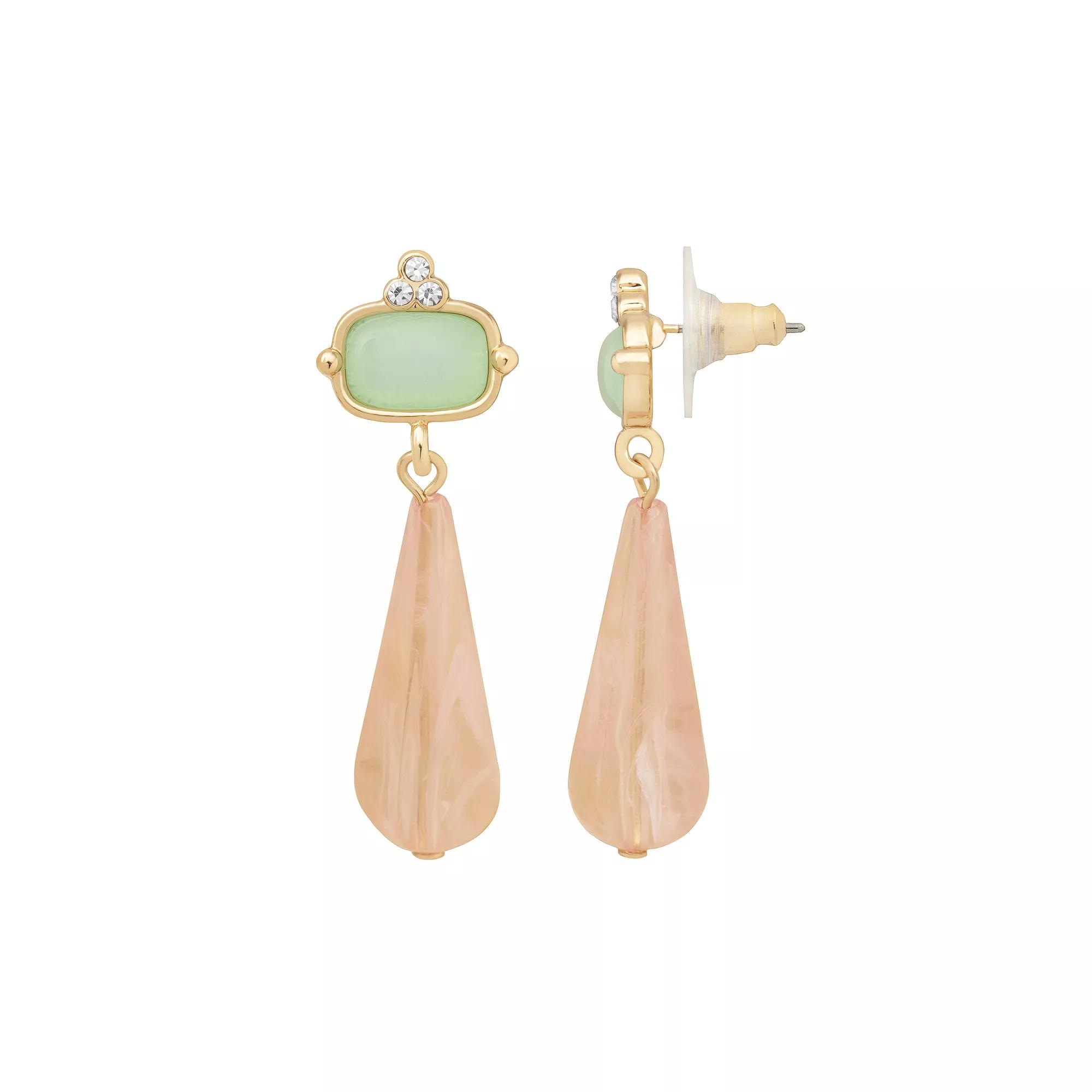 Emberly Gold Tone Teardrop Bead Post Drop Earrings, Women's, Multi Product Image