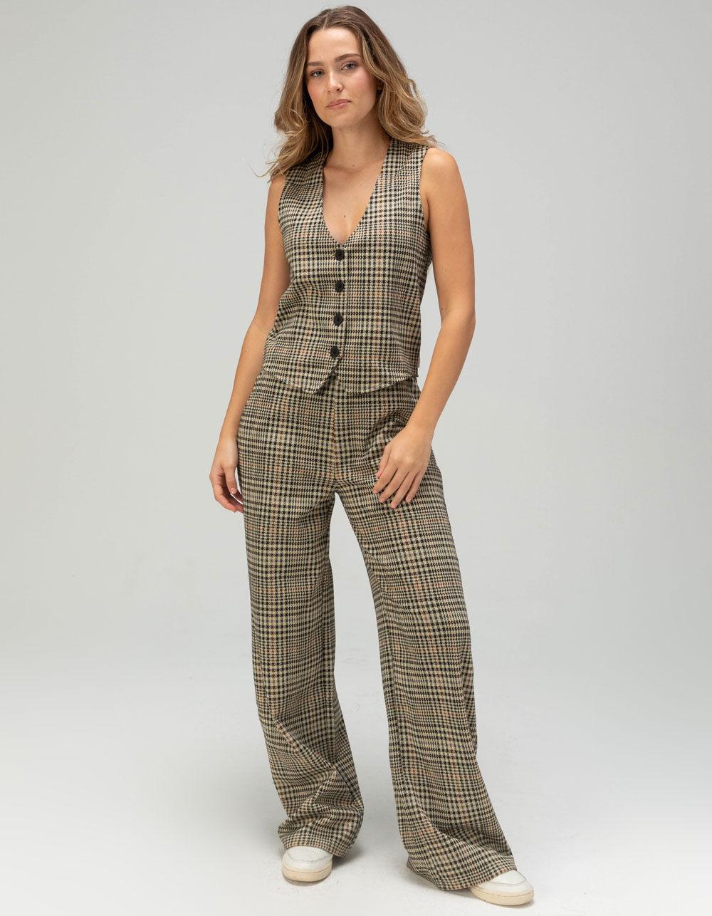 BRIXTON Menswear Plaid Womens Vest - BROWN COMBO Product Image