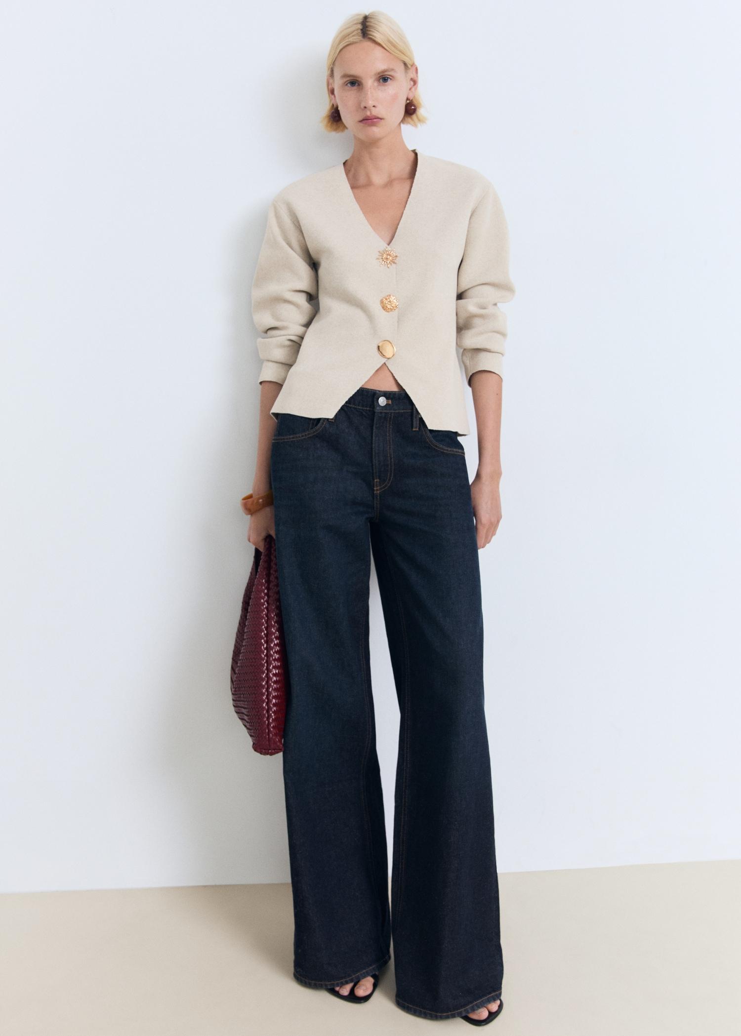 Fine-knit jacket with jewel buttons - Women | MANGO USA Product Image