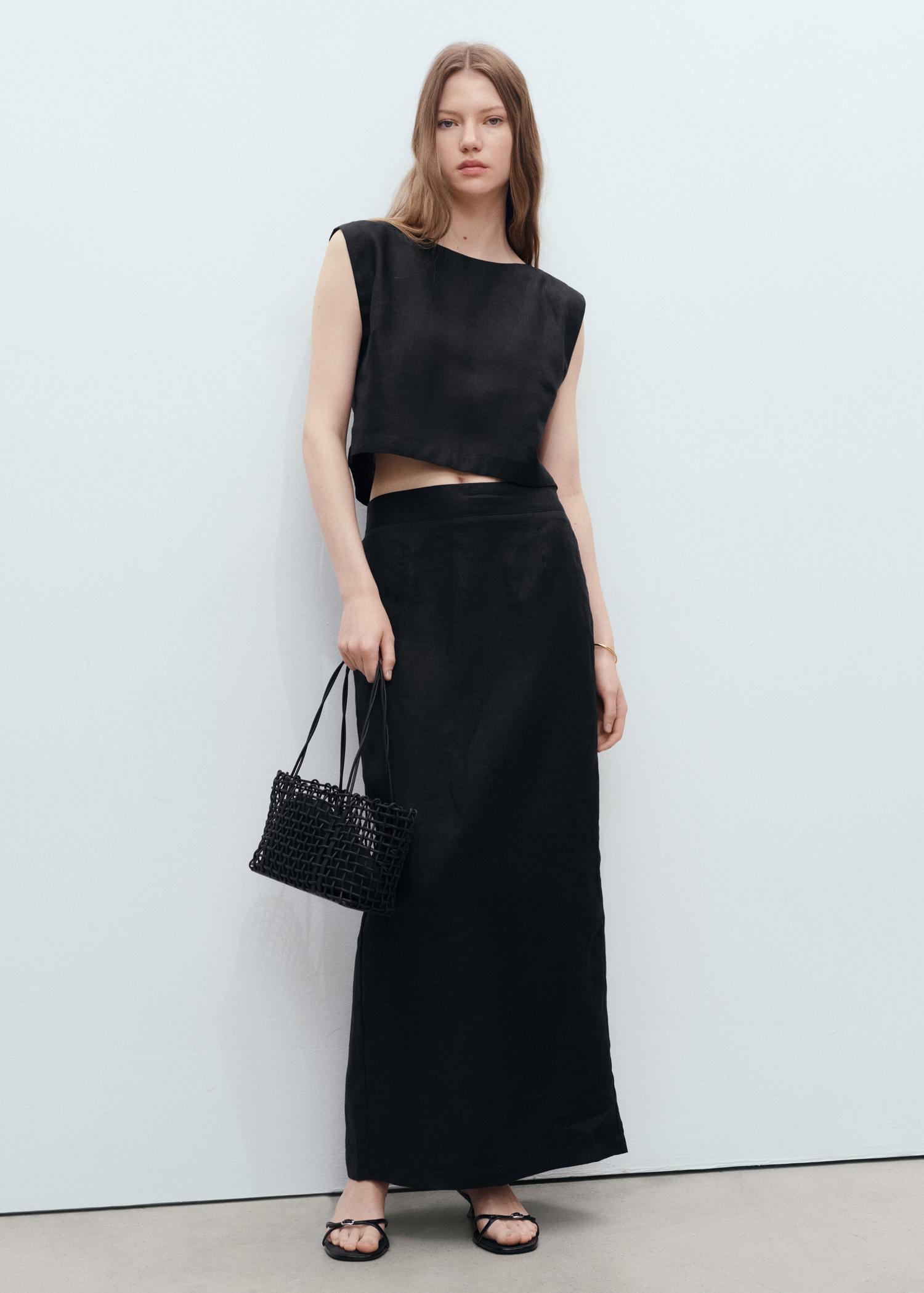 Linen crop top - Women | MANGO USA Product Image