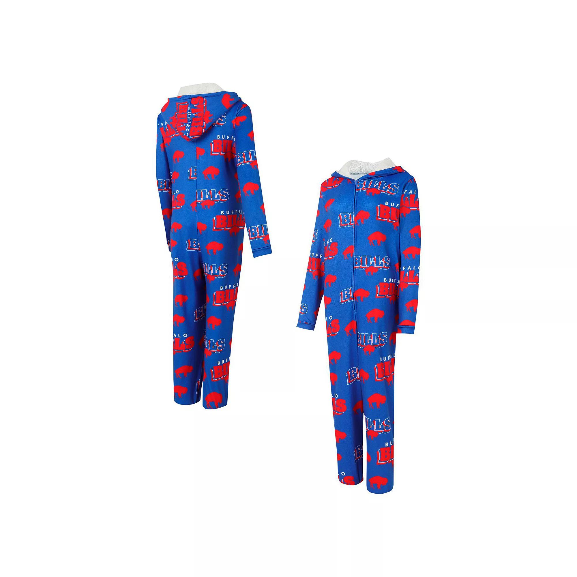 Women's Concepts Sport Royal Buffalo Bills Throwback Roadway Allover Print Microfleece Full-Zip Union Suit,  Product Image