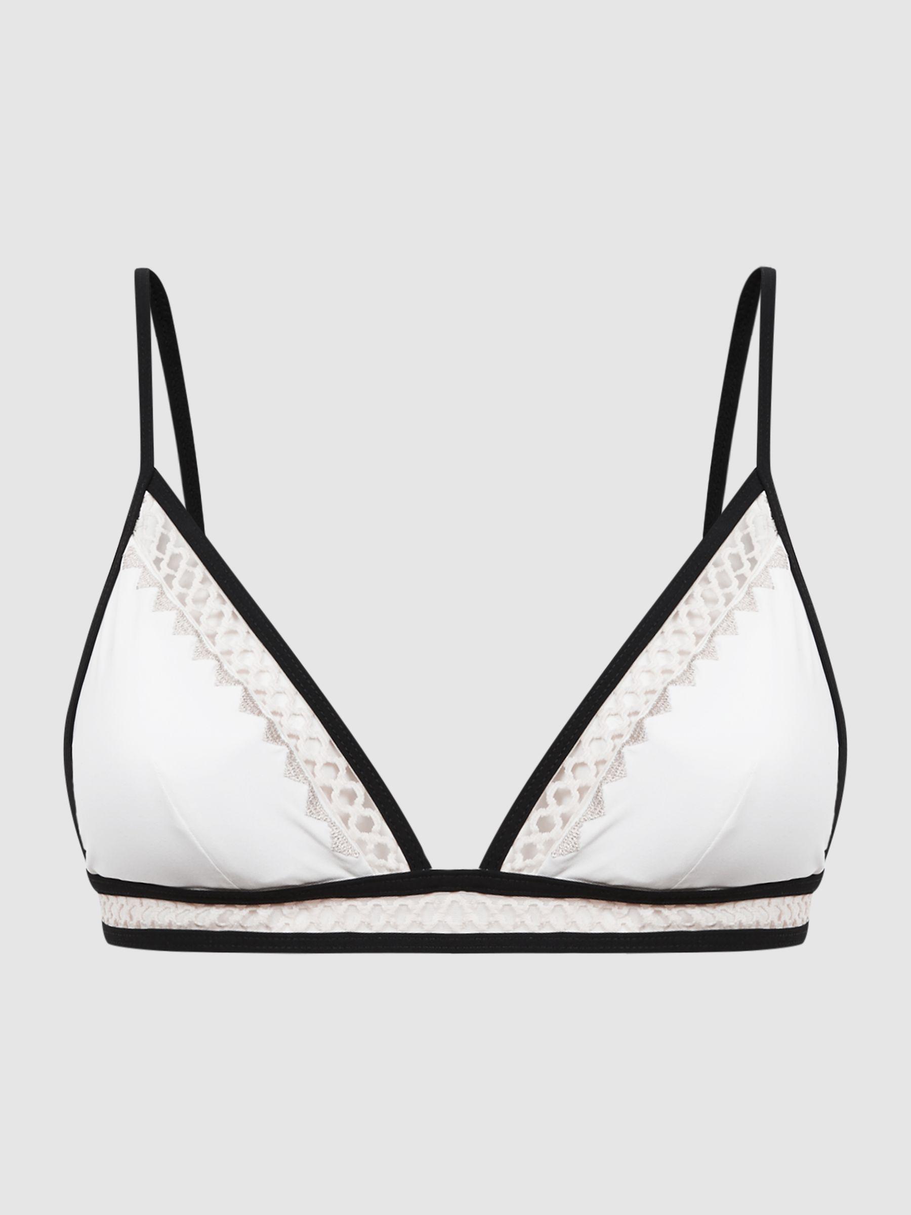 Fixed Triangle Lattice Bikini Top in White/Neutral Product Image