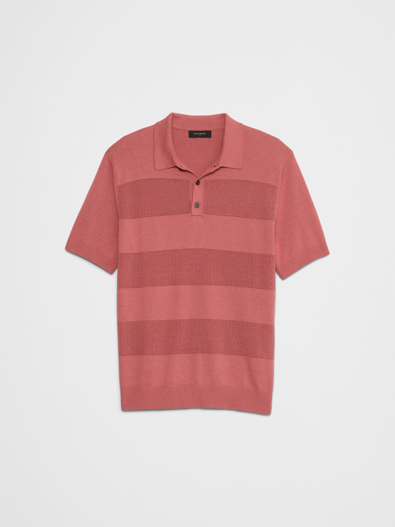 Mesh Striped Polo Product Image